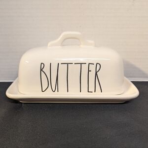RAE DUNN ARTISAN COLLECTION BY MAGENTA 'BUTTER' White Covered Butter Dish Set